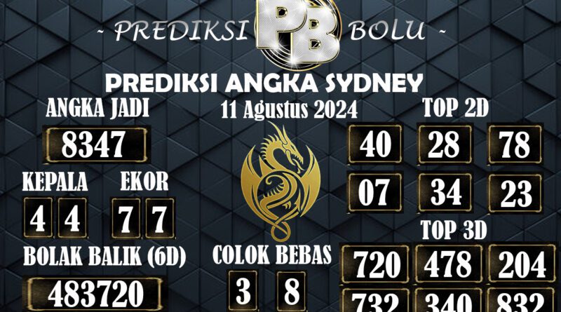 Prediksi Togel Sydney 11 Agustus 2024 Paling Update Jangan Sampai Ketinggalan