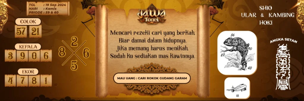 Prediksi Jawa Togel Pasti Tembus 19 September 2024