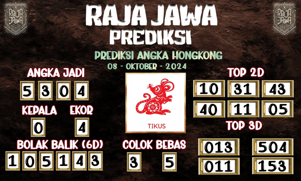 Prediksi Togel HK Favorit - Prediksi Raja Jawa 08 Oktober 2024