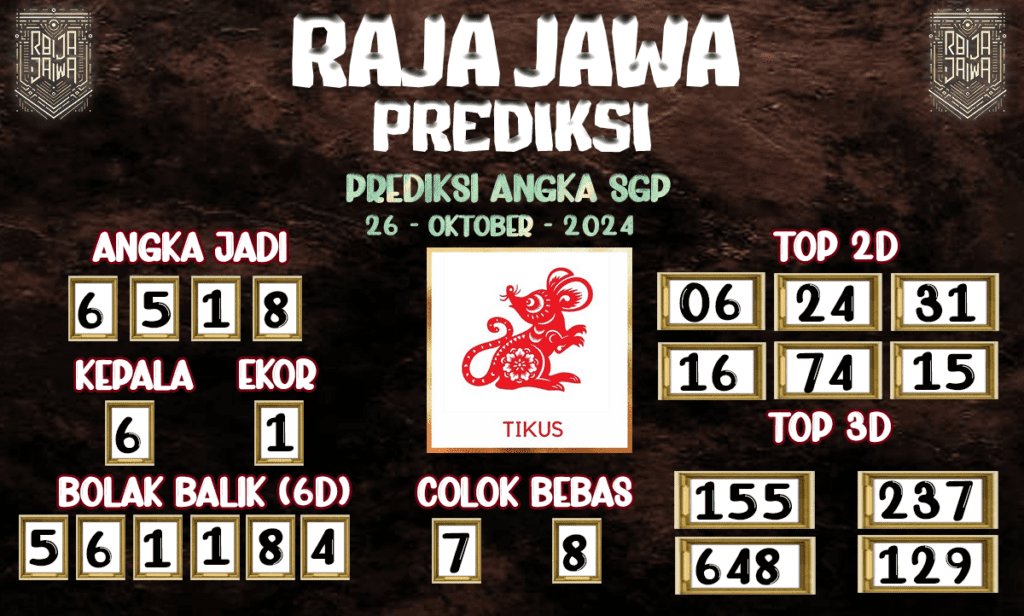 Prediksi Togel SGP Andalan 26 Oktober 2024