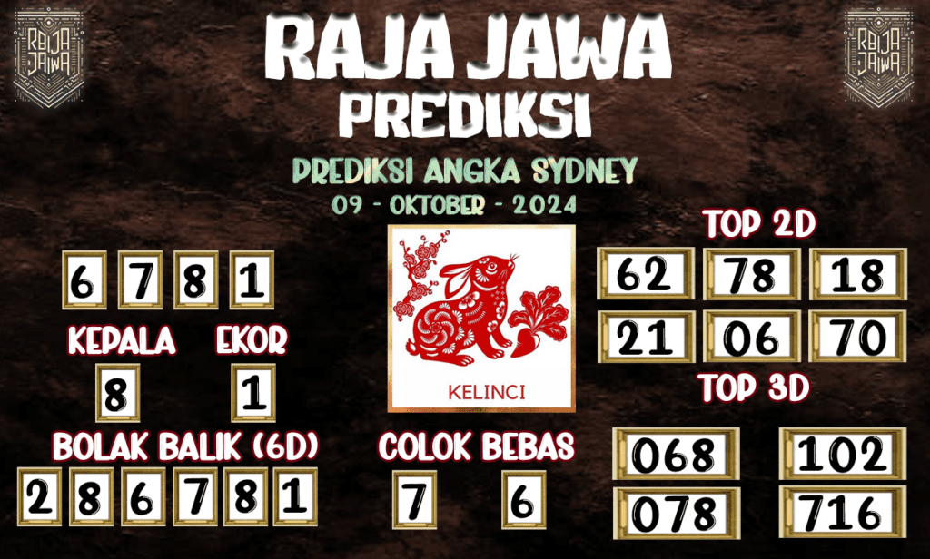 Prediksi Togel Sydney - Prediksi Raja Jawa 09 Oktober 2024