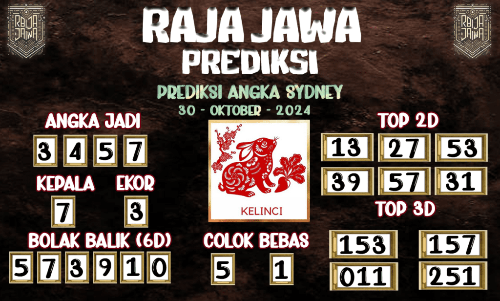 Prediksi Togel Sydney Cemerlang Dari Raja Jawa 30 Oktober 2024